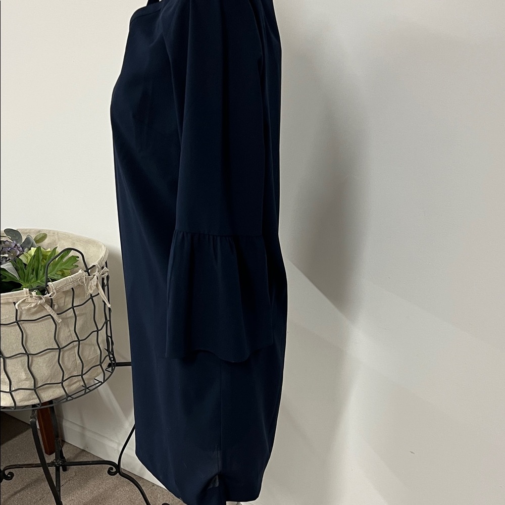 Elegant JCREW Navy Blue Women's Bell Sleeve Shift Dress - Picture 3 of 6